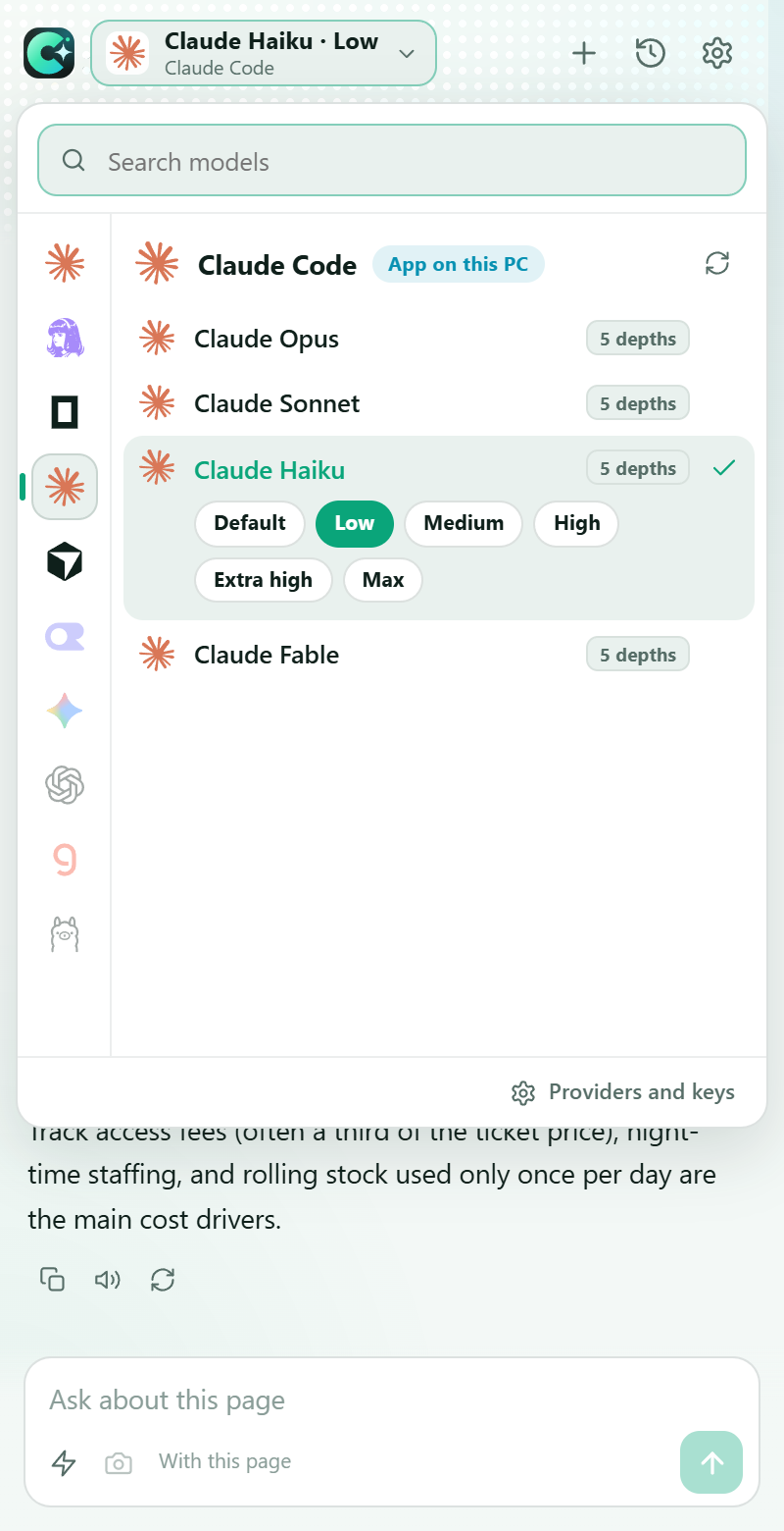 Side panel in light mode
